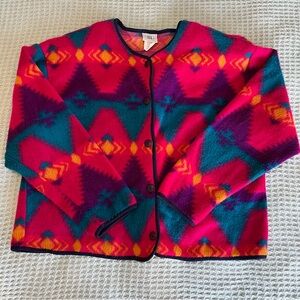 Vintage David Wayne Fleece Shacket Jacket Womens Large Aztec Western Boho Shirt